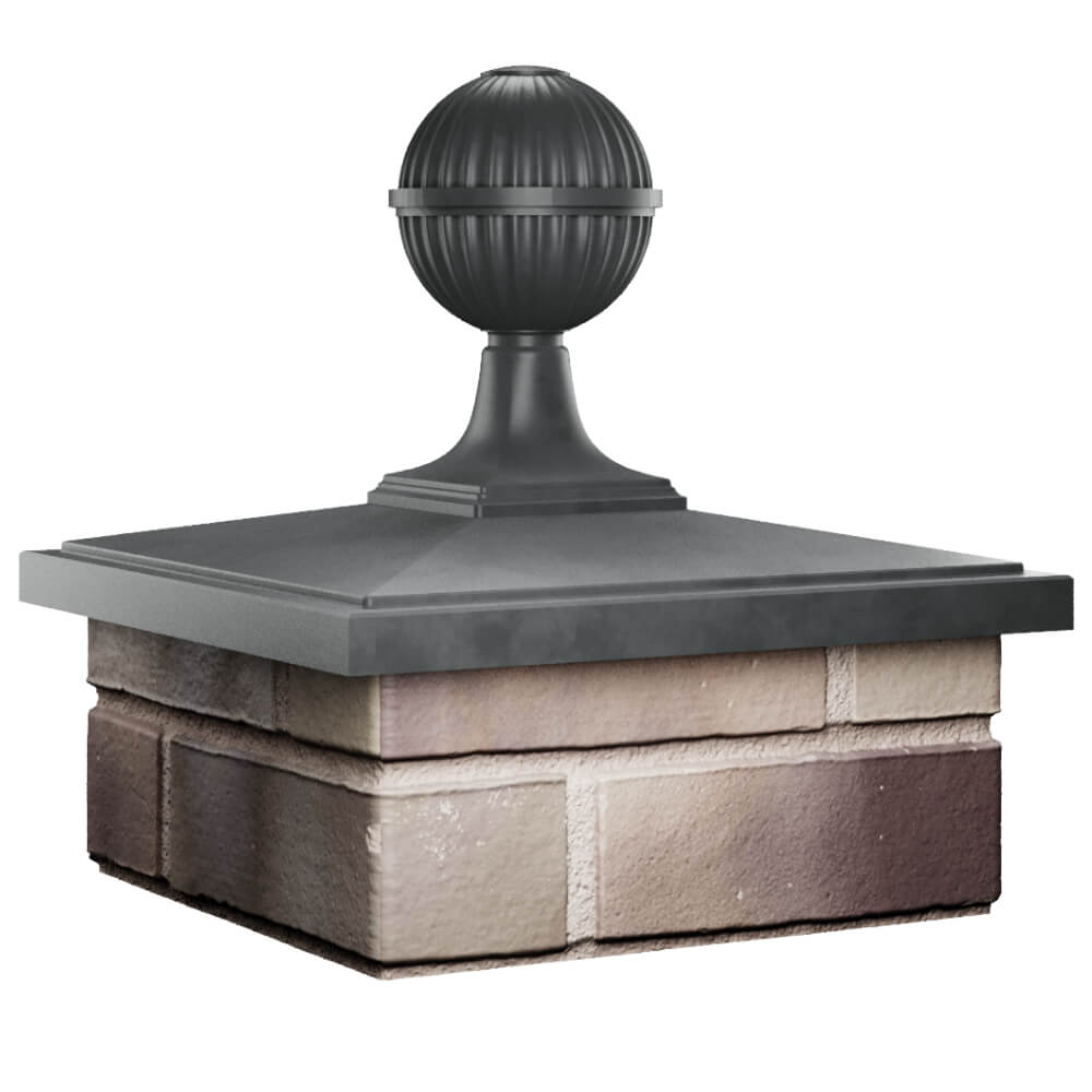 Колпак Zking БонаМоно Серый с шаром на столб 1.5х1.5 кирпича (385х385, 400х400мм) в сборе в Борисоглебске фото