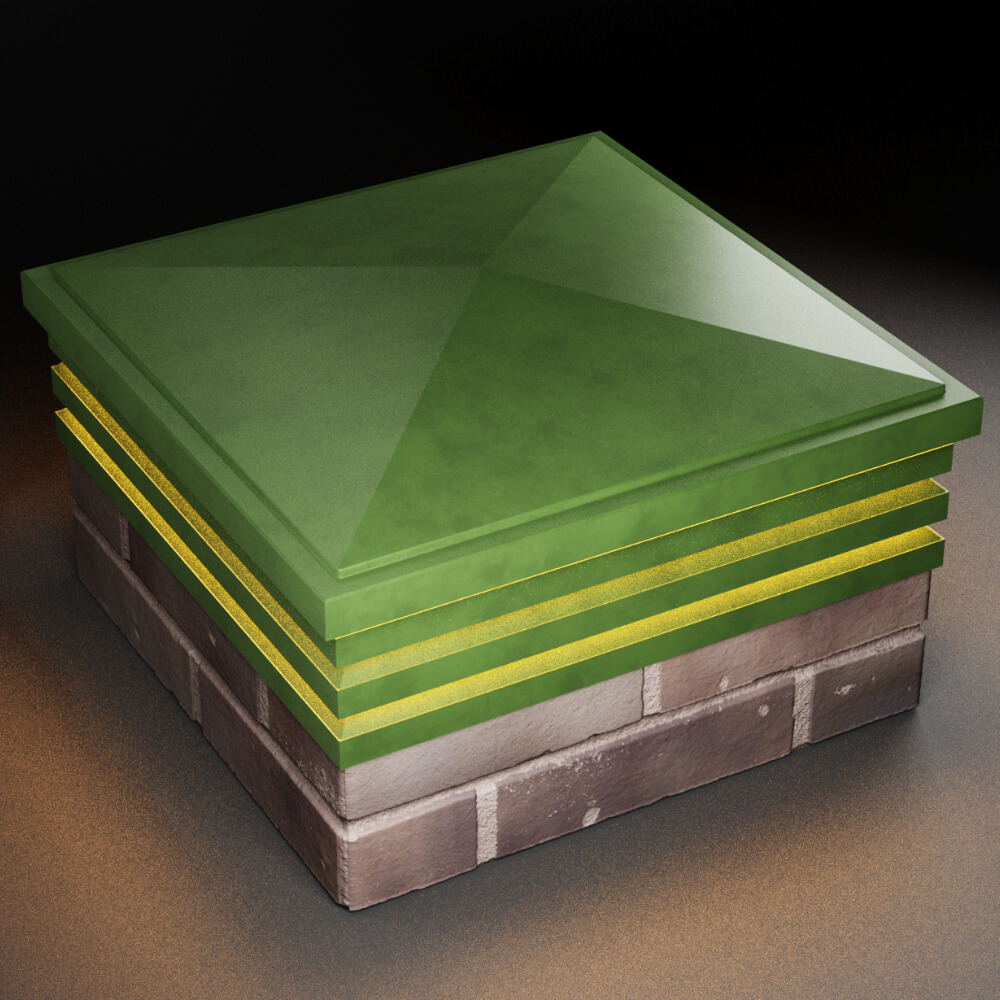 Колпак Zking Бона ХайТек Зеленый на столб 2х2 кирпича (513х513мм) с подсветкой в Борисоглебске фото