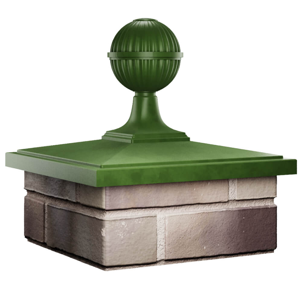 Колпак Zking БонаМоно Зеленый с шаром на столб 1.5х1.5 кирпича (385х385, 400х400мм) в сборе в Борисоглебске фото