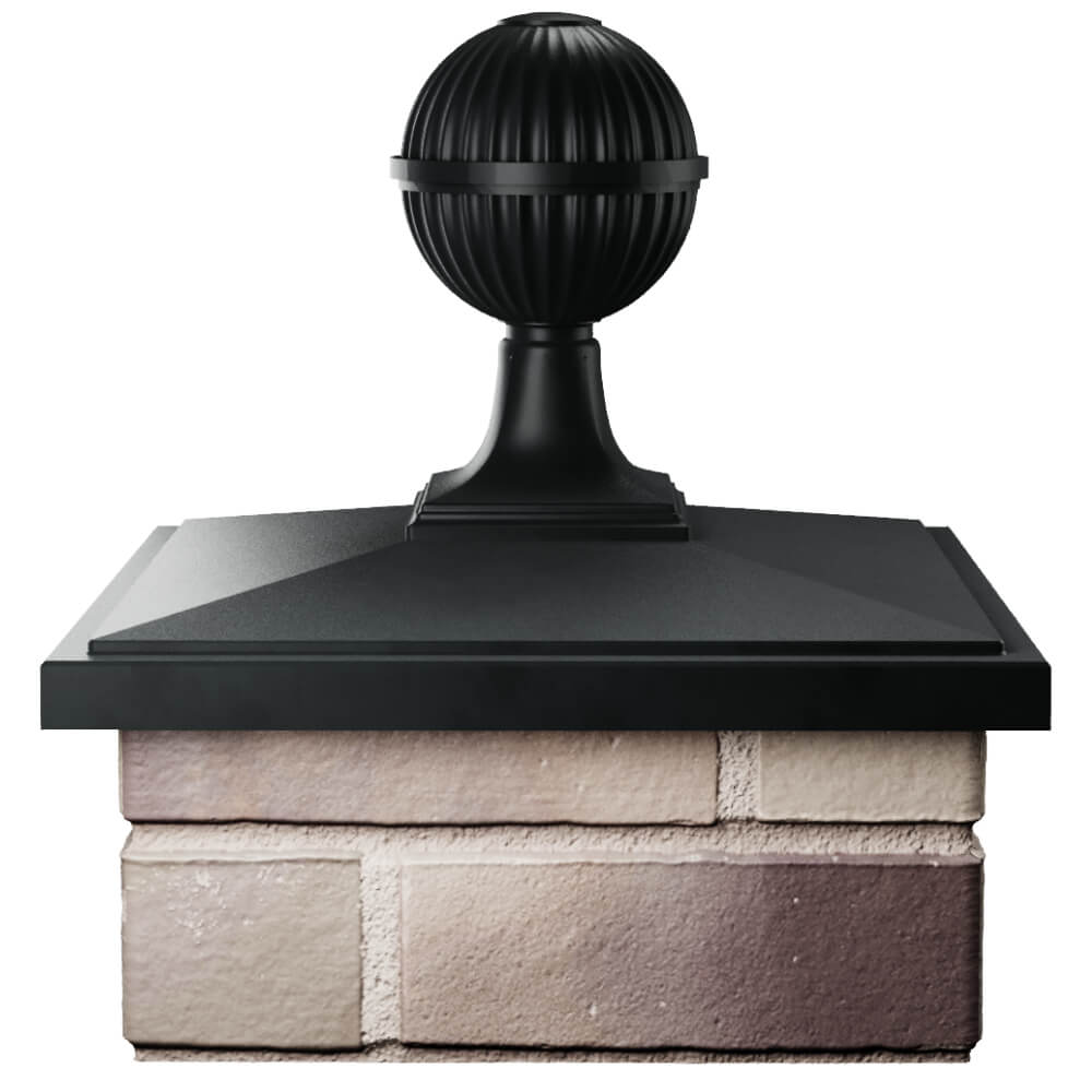 Колпак Zking БонаМоно Черный с шаром на столб 1.5х1.5 кирпича (385х385, 400х400мм) в сборе Борисоглебск фото