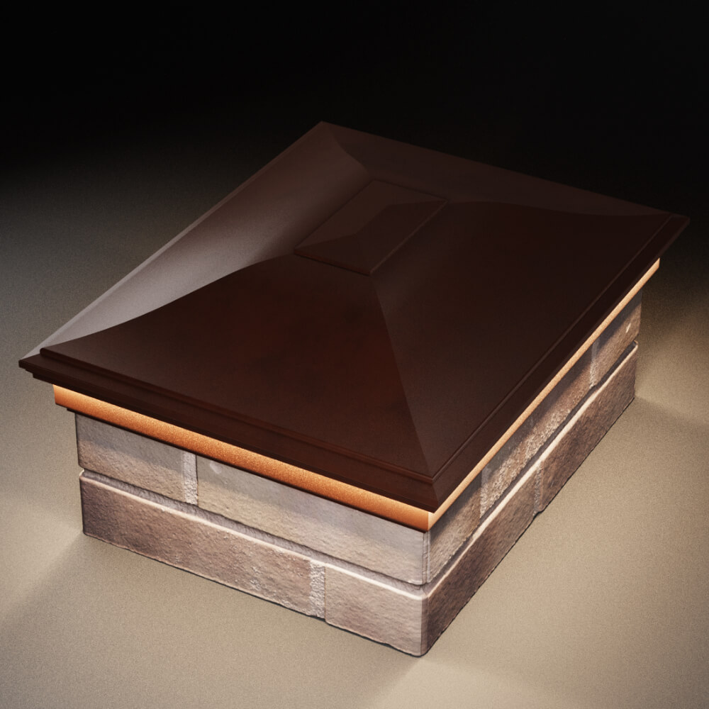 Колпак Zking Монблан Коричневый на столб 2х1.5 кирпича (515х385мм) c подсветкой в Борисоглебске фото