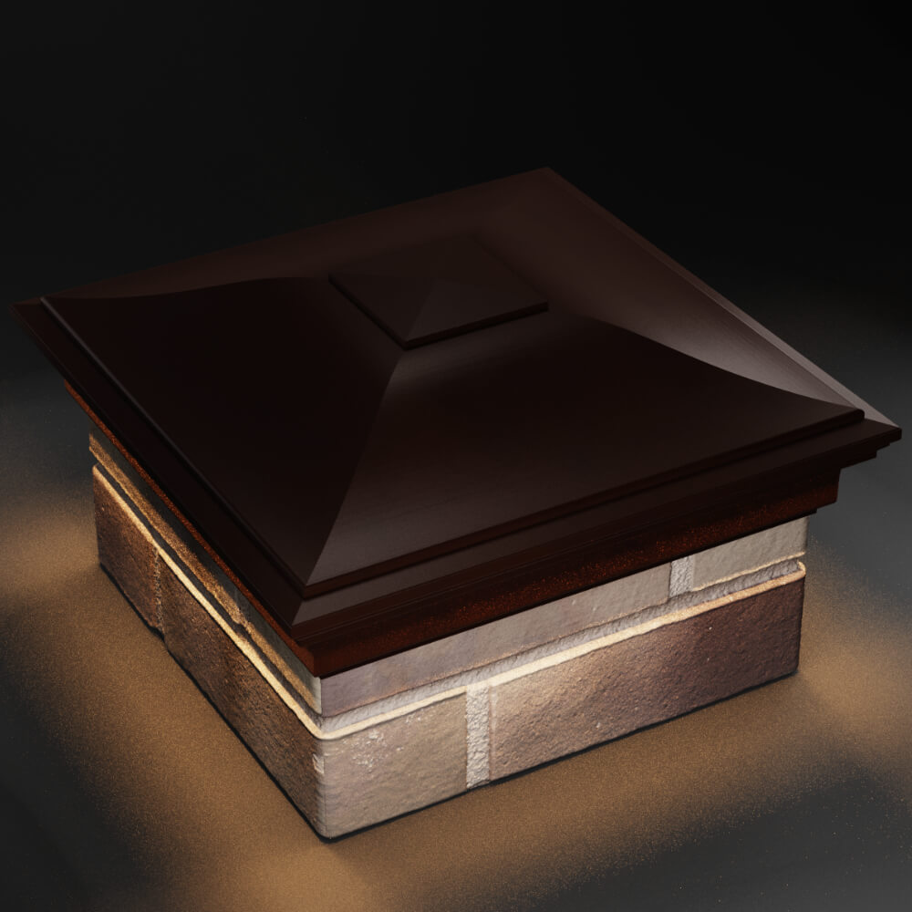 Колпак Zking Монблан Коричневый на столб 1.5х1.5 кирпича (385х385мм) с подсветкой в Борисоглебске фото