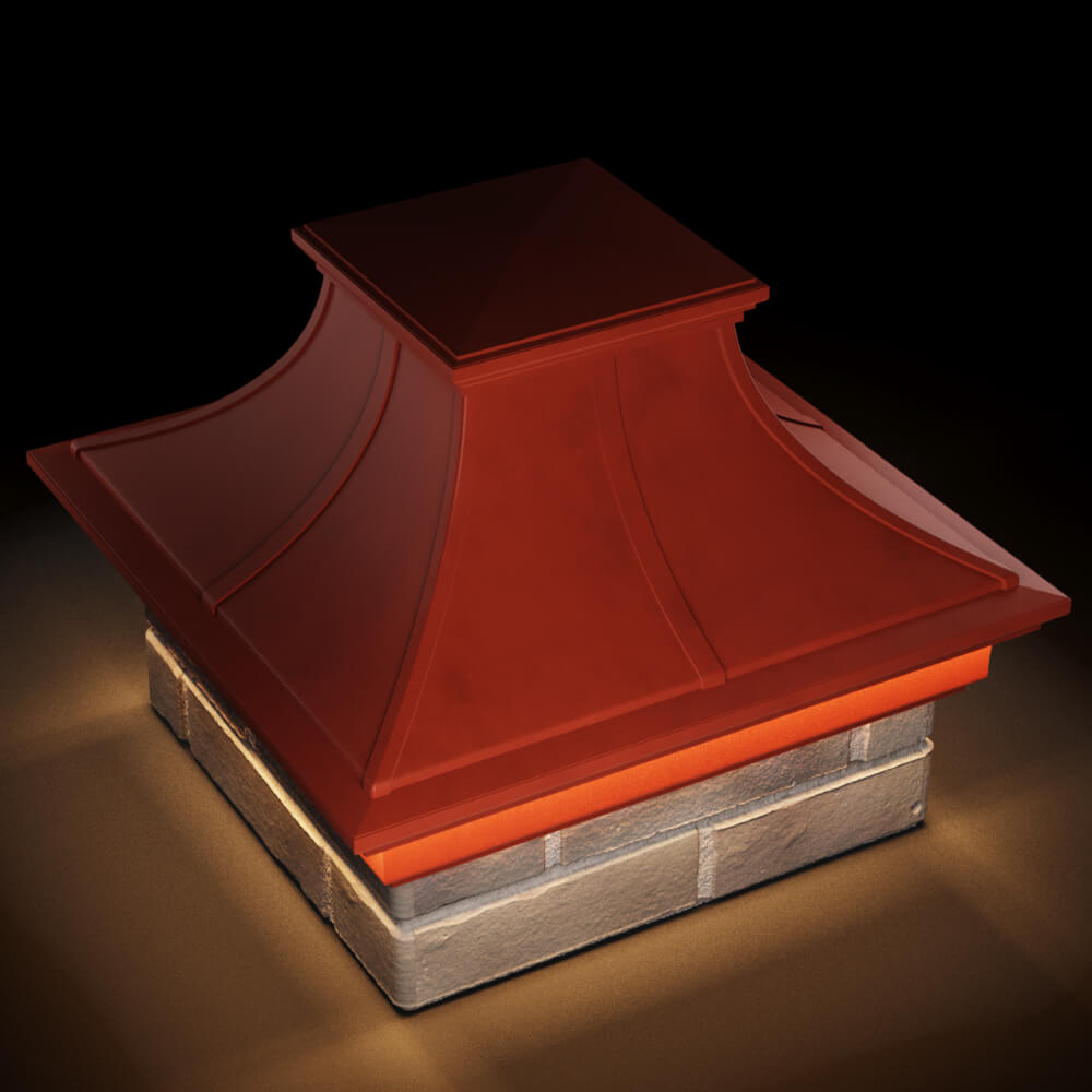 Колпак Zking Монблан Премиум Красный на столб 1.5х1.5 кирпича (385х385мм) с подсветкой в Борисоглебске фото