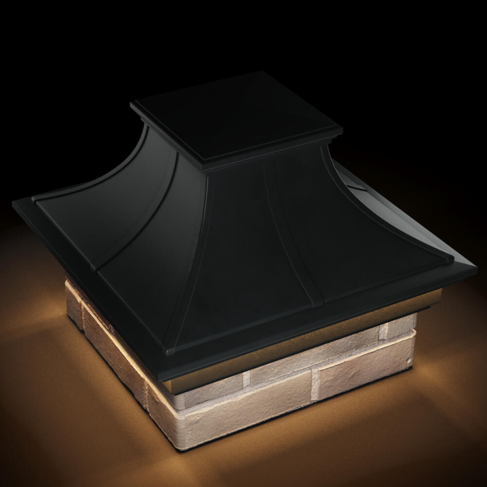Колпак Zking Монблан Премиум Черный на столб 1.5х1.5 кирпича (385х385мм) с подсветкой в Борисоглебске фото