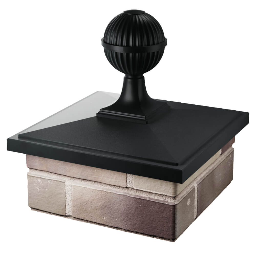 Колпак Zking БонаМоно Черный с шаром на столб 1.5х1.5 кирпича (385х385, 400х400мм) в сборе в Борисоглебске фото