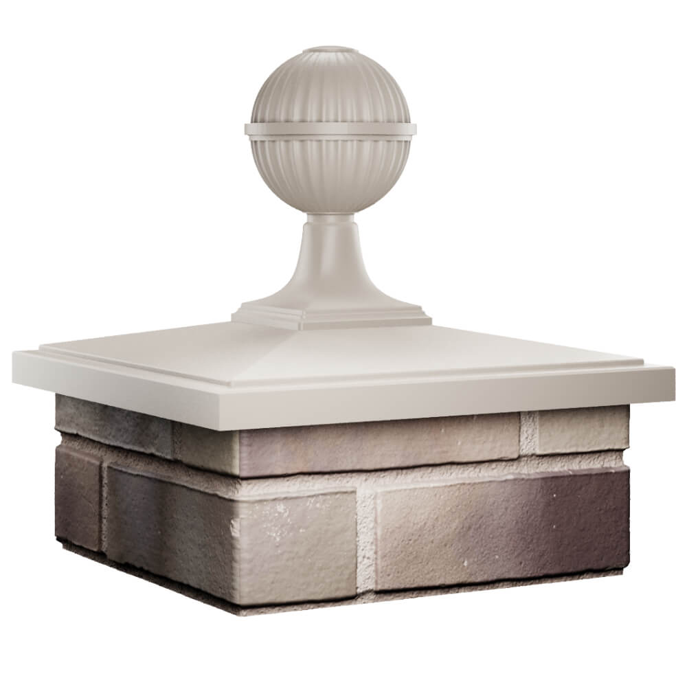 Колпак Zking БонаМоно Бежевый с шаром на столб 1.5х1.5 кирпича (385х385, 400х400мм) в сборе в Борисоглебске фото