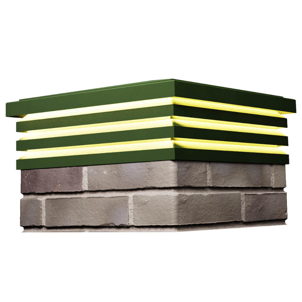 Колпак Zking Бона ХайТек Зеленый на столб 1.5х1.5 кирпича (385х385мм) с подсветкой в Борисоглебске фото