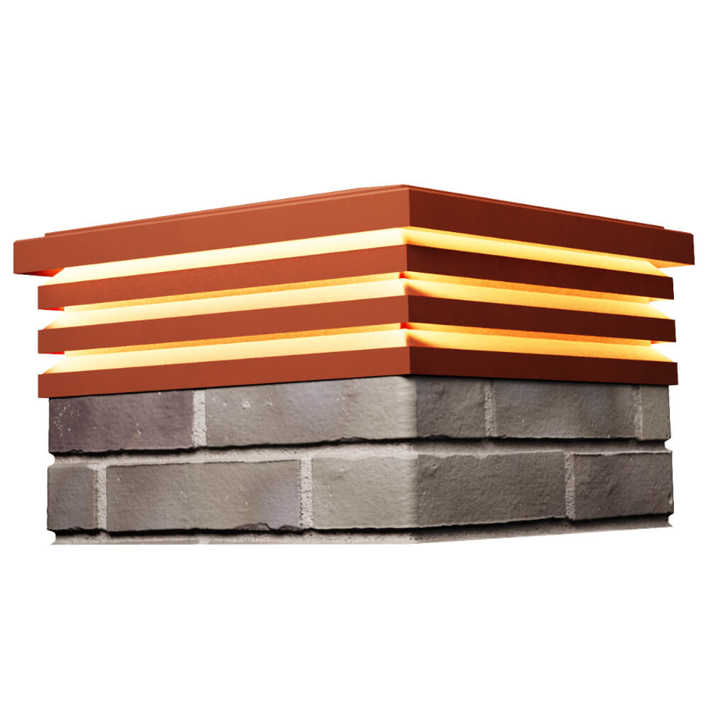 Колпак Zking Бона ХайТек Красный на столб 1.5х1.5 кирпича (385х385мм) с подсветкой в Борисоглебске фото