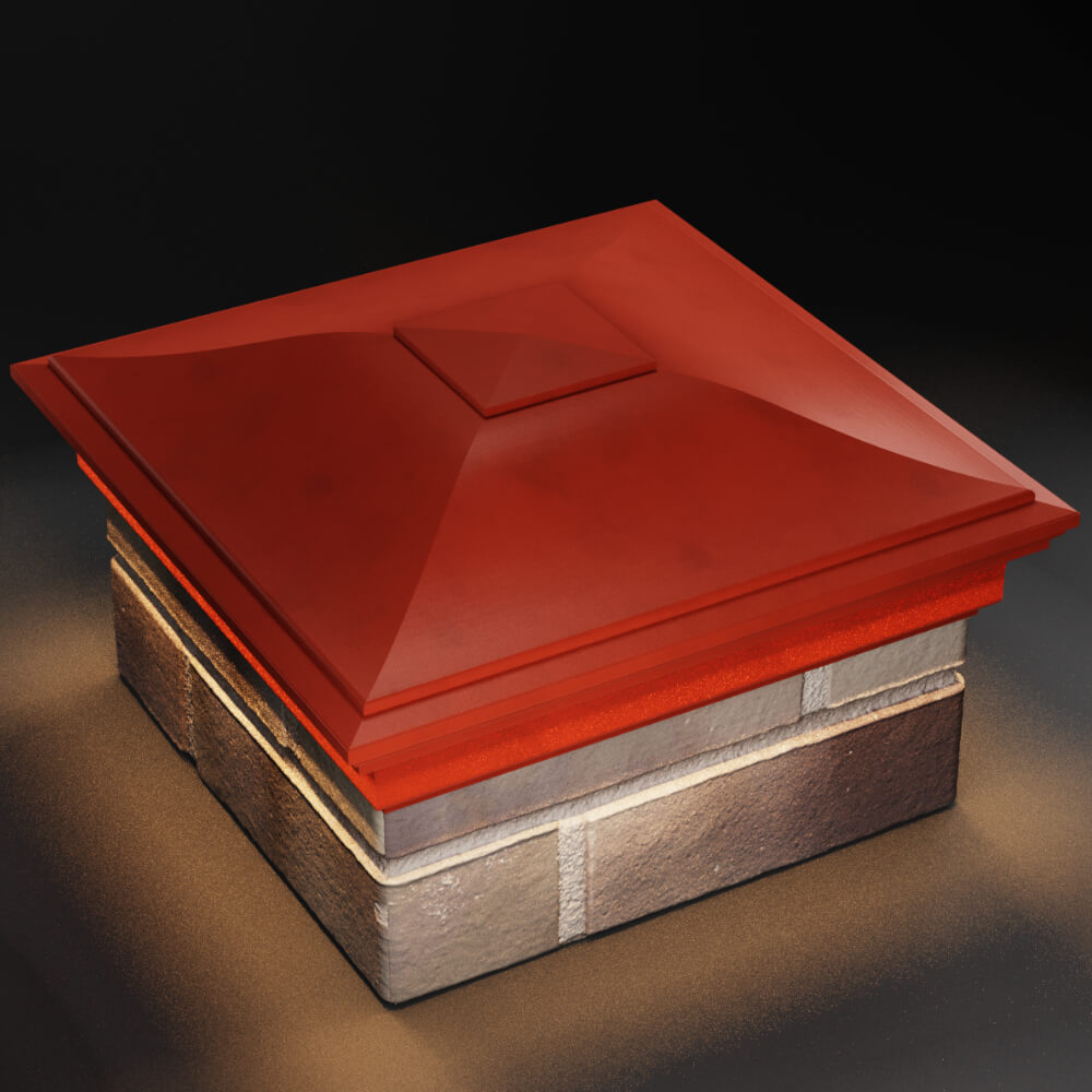 Колпак Zking Монблан Красный на столб 1.5х1.5 кирпича (385х385мм) с подсветкой в Борисоглебске фото