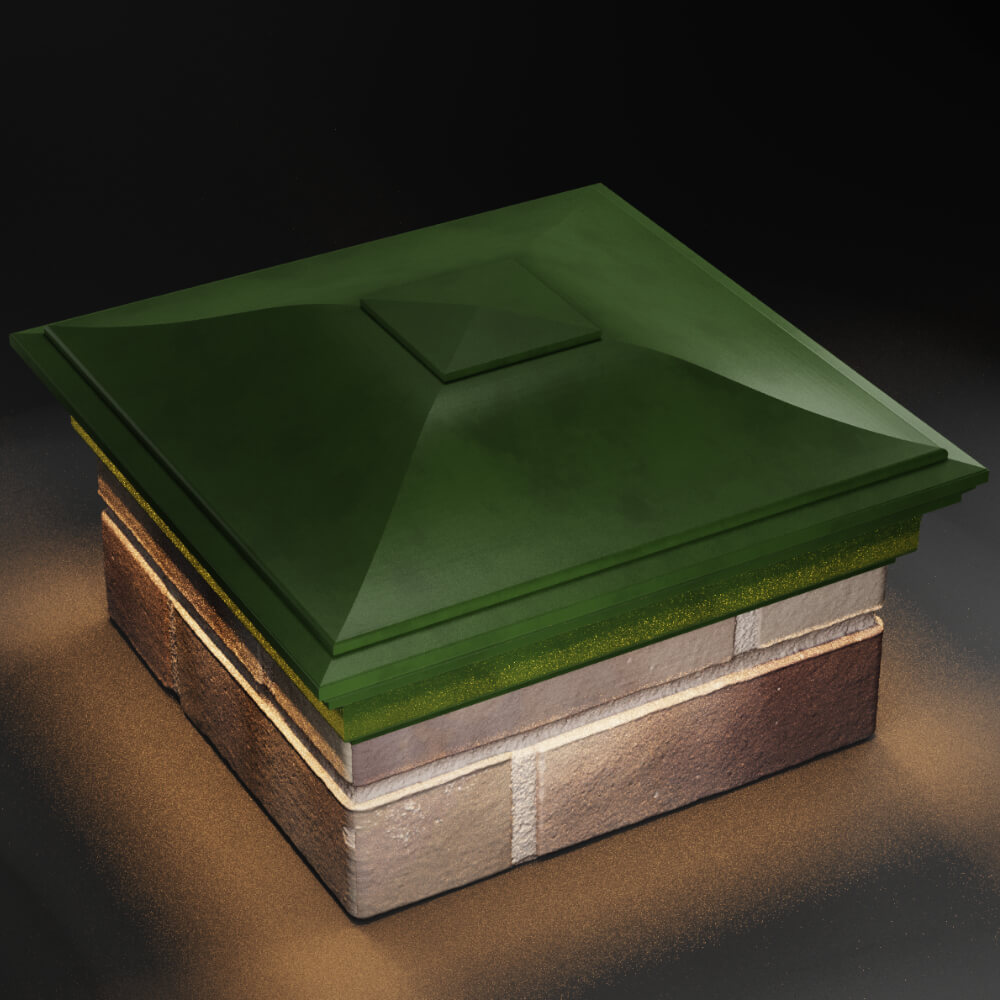 Колпак Zking Монблан Зеленый на столб 1.5х1.5 кирпича (385х385мм) с подсветкой в Борисоглебске фото