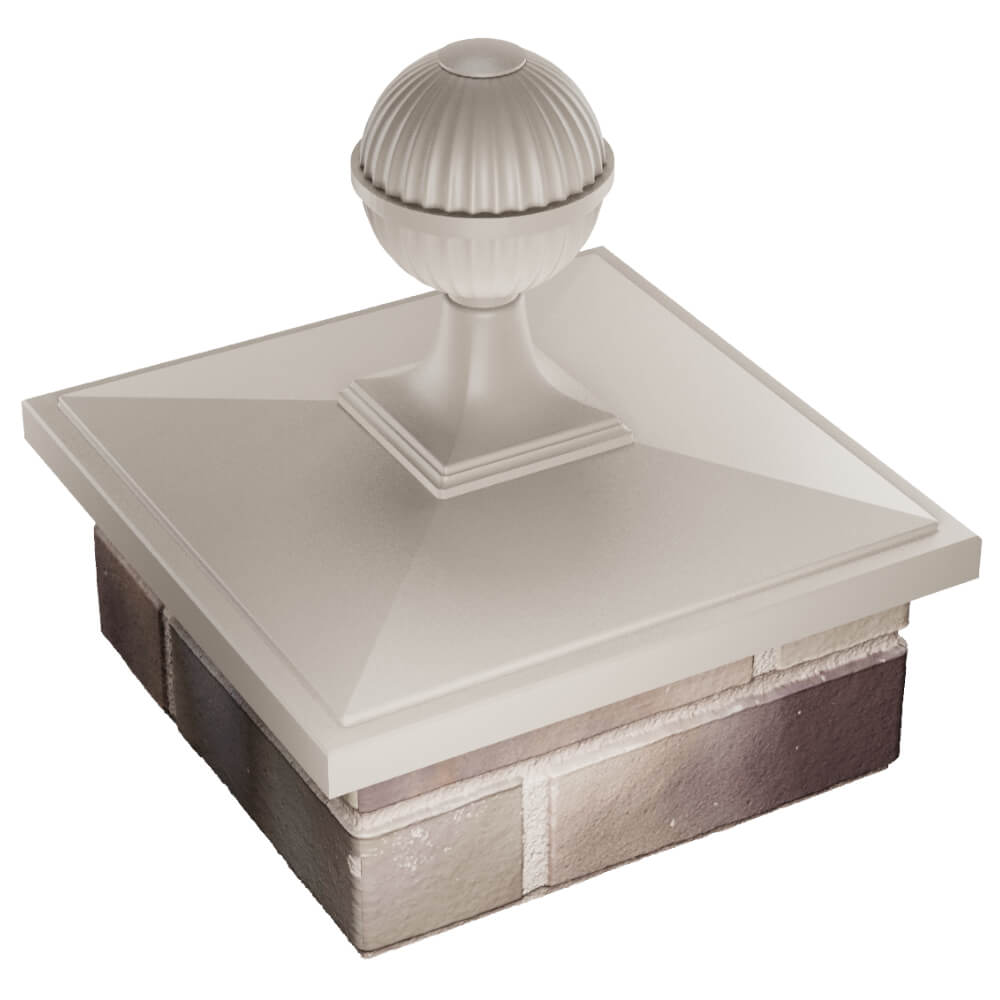 Колпак Zking БонаМоно Бежевый с шаром на столб 1.5х1.5 кирпича (385х385, 400х400мм) в сборе в Борисоглебске фото