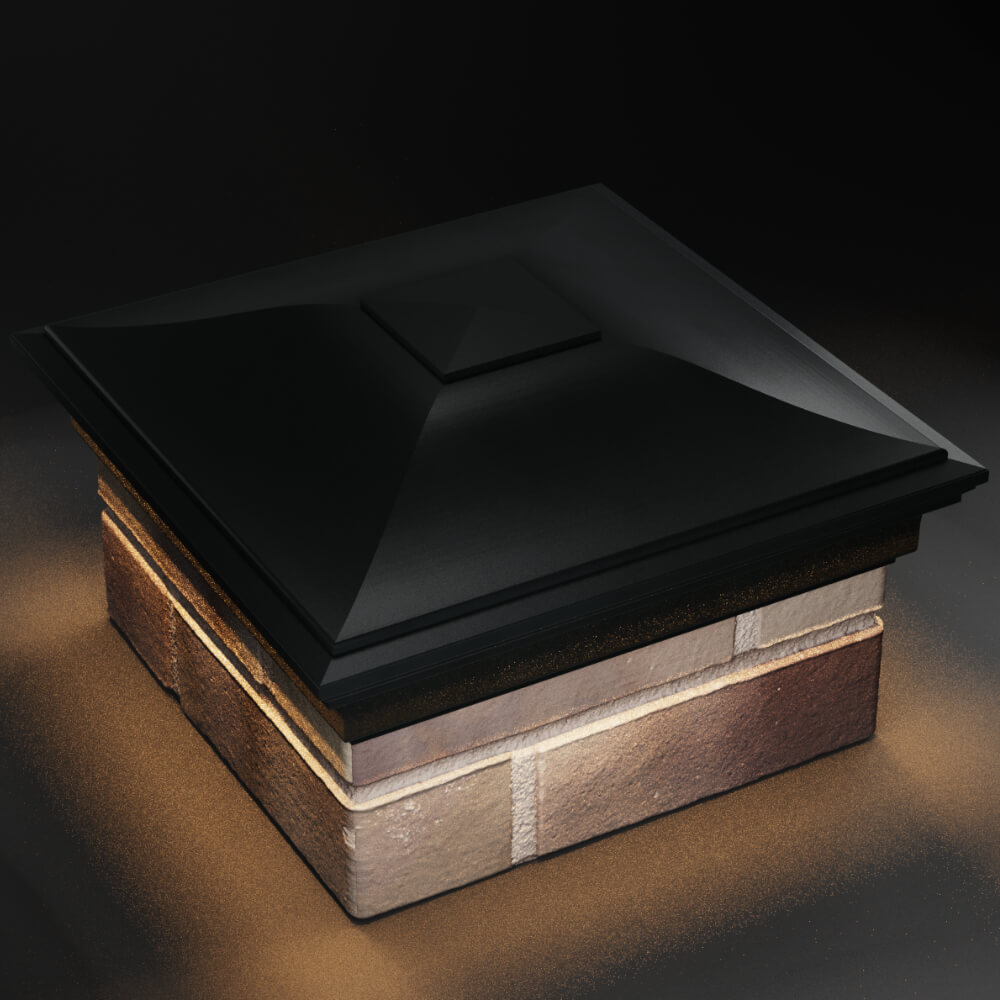 Колпак Zking Монблан Черный на столб 1.5х1.5 кирпича (385х385мм) с подсветкой в Борисоглебске фото