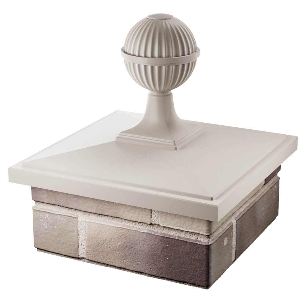 Колпак Zking БонаМоно Бежевый с шаром на столб 1.5х1.5 кирпича (385х385, 400х400мм) в сборе в Борисоглебске фото